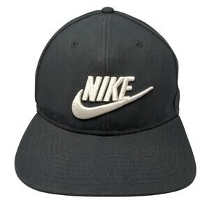 Nike Swoosh Snapback Hat Black One Size Embroidered Logo Adjustable
